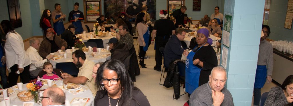 Thanksgiving at the Rescue Mission of Utica in New York food program.