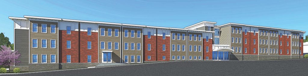 The architectural mock up of the West Street Apartments for Rescue Mission of Utica in New York